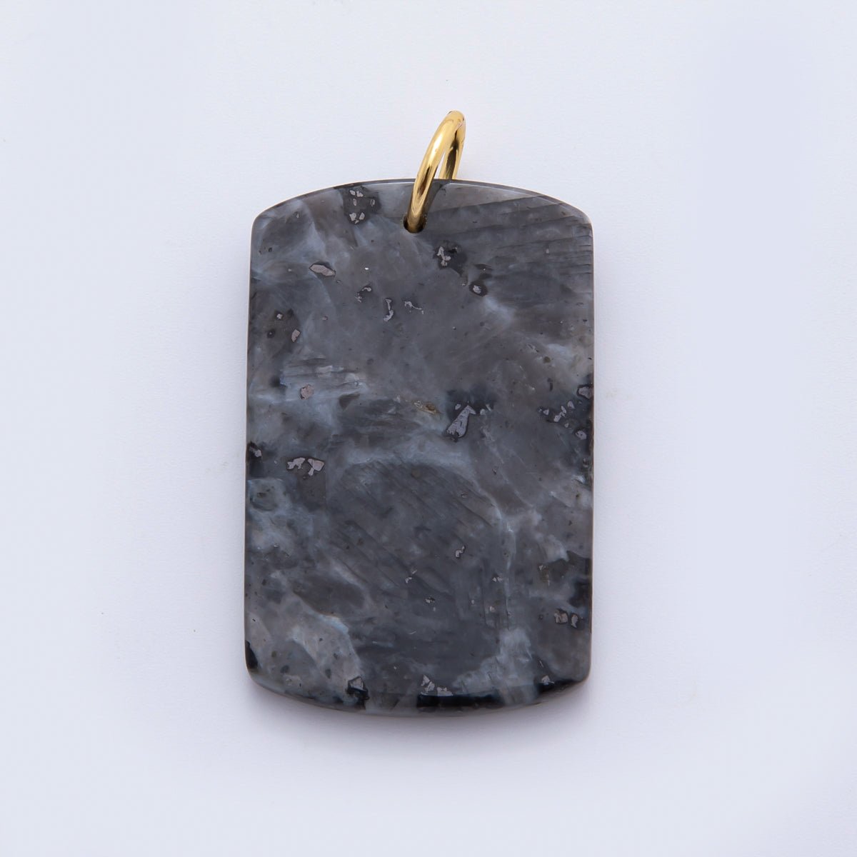 18K Gold Filled 46mm Natural Gemstone Military Tag Charm in Lapis, Obsidian, & Aventurine | AH - 932 - AH - 936 - DLUXCA