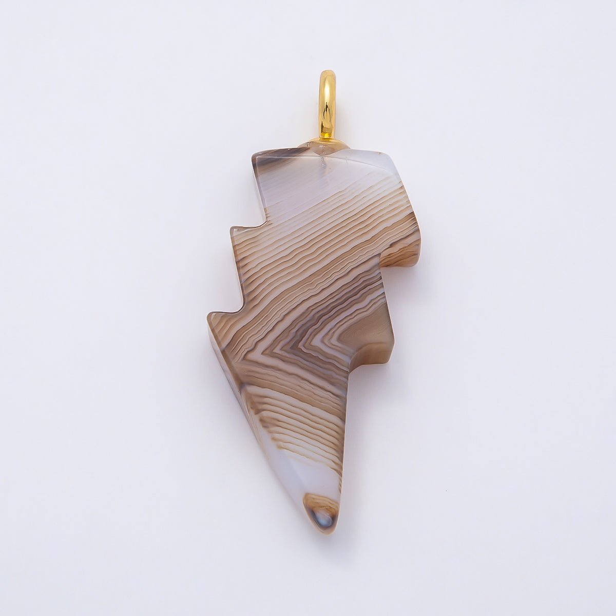 18K Gold Filled 47mm Lapis Lazuli, Amethyst, Agate Gemstone Lightning Bolt Thunder Pendant | Charms-01075 ~ Charms-01077 - DLUXCA