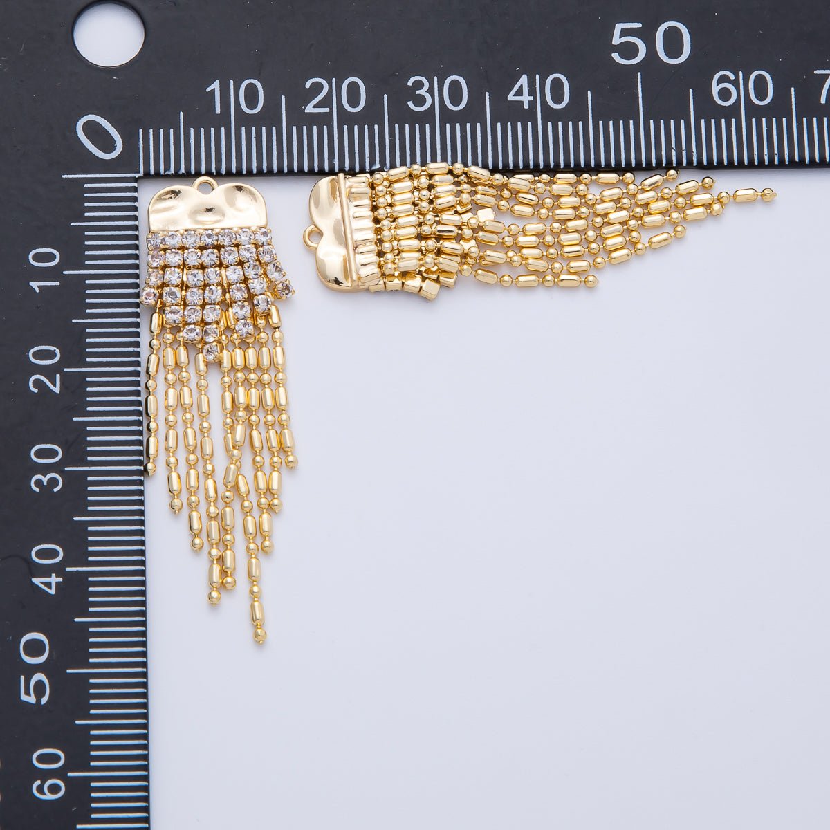 18K Gold Filled 47mm Tennis Chain Bead Chain Tassel Finding Fringe Jewelry | Z1648 - DLUXCA