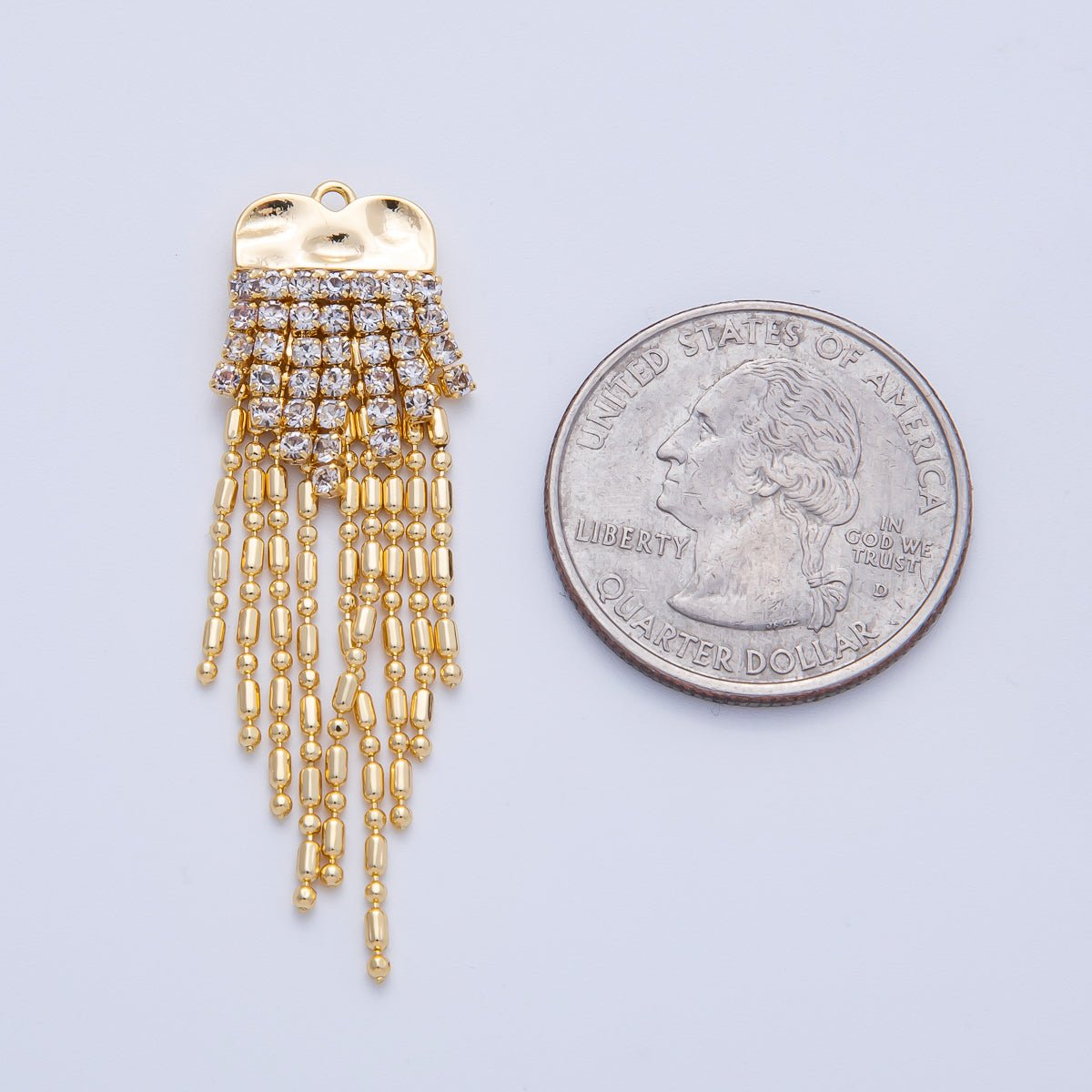18K Gold Filled 47mm Tennis Chain Bead Chain Tassel Finding Fringe Jewelry | Z1648 - DLUXCA