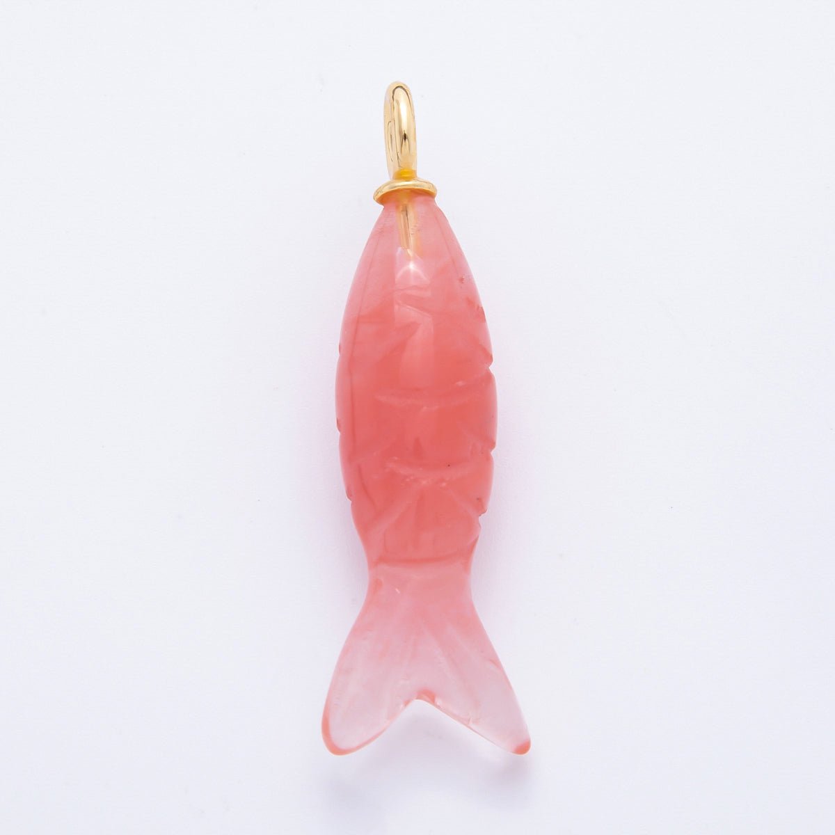 18K Gold Filled 48mm Quartz, Agate, & Tiger Eye Gemstone Sardine Fish Charm | C919 C923 C932 E008 - DLUXCA