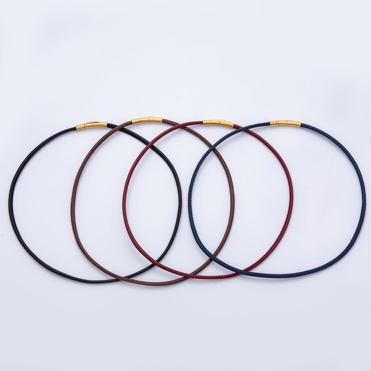 18K Gold Filled 4mm Black, Brown, Red, Blue Fall Faux Leather Cord 19 Inch Necklace | WA - 3853 ~ WA - 3856 - DLUXCA