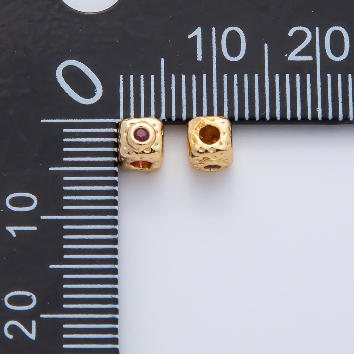 18K Gold Filled 4mm Clear, Fuchsia CZ Minimalist Cube Beads | B342 - DLUXCA
