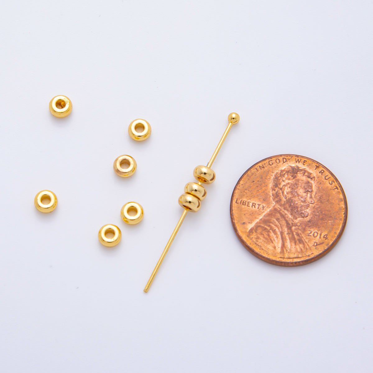18K Gold Filled 4mm Minimalist Rondelle Spacer Bead Set | AF1089 - DLUXCA