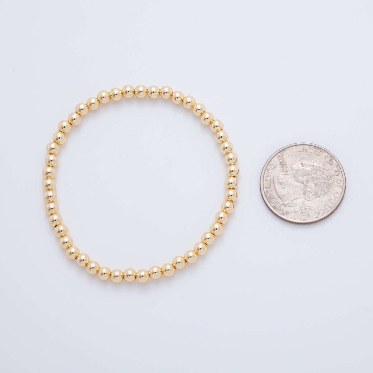 18K Gold Filled 4mm Minimalist Round Ball Stretch Bracelet | WA - 3948 - DLUXCA