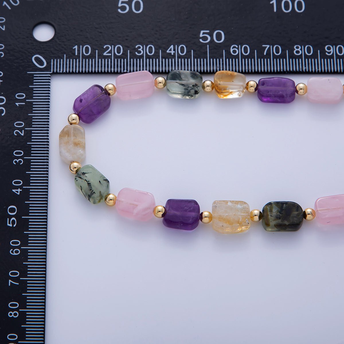 18K Gold Filled 4mm Mix Natural Gemstone Bead 17 Inch Handmade Necklace | WA - 3176 - DLUXCA