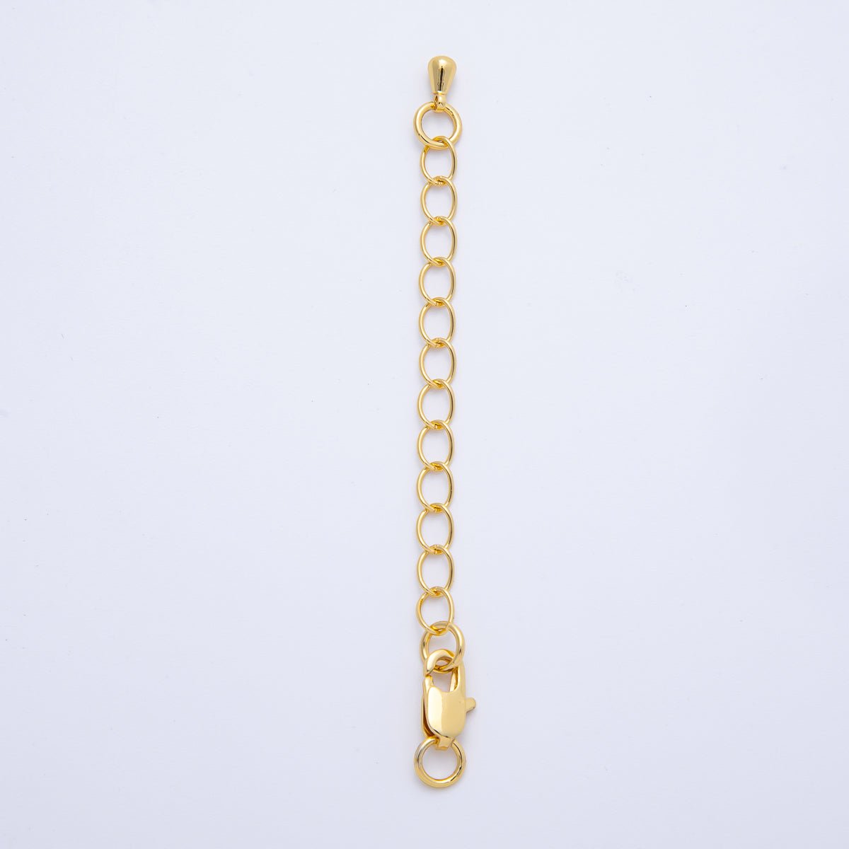 18K Gold Filled 4mm Rectangle Lobster Claw Clasp w. 3 - Inch Extender Closure | Findings - 00078 - DLUXCA