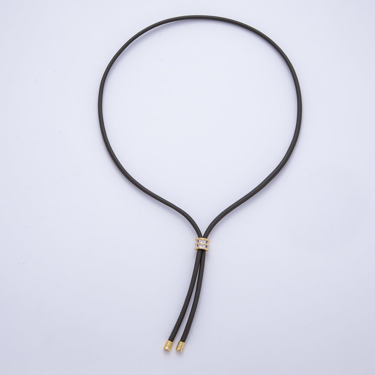 18K Gold Filled 4mm Red, Khaki, Brown Leather Bolo Chain w. Rectangular CZ 25.98 Inch Necklace | WA - 256 WA - 266 WA - 375 WA - 1661 WA - 1669 WA - 2048 - DLUXCA