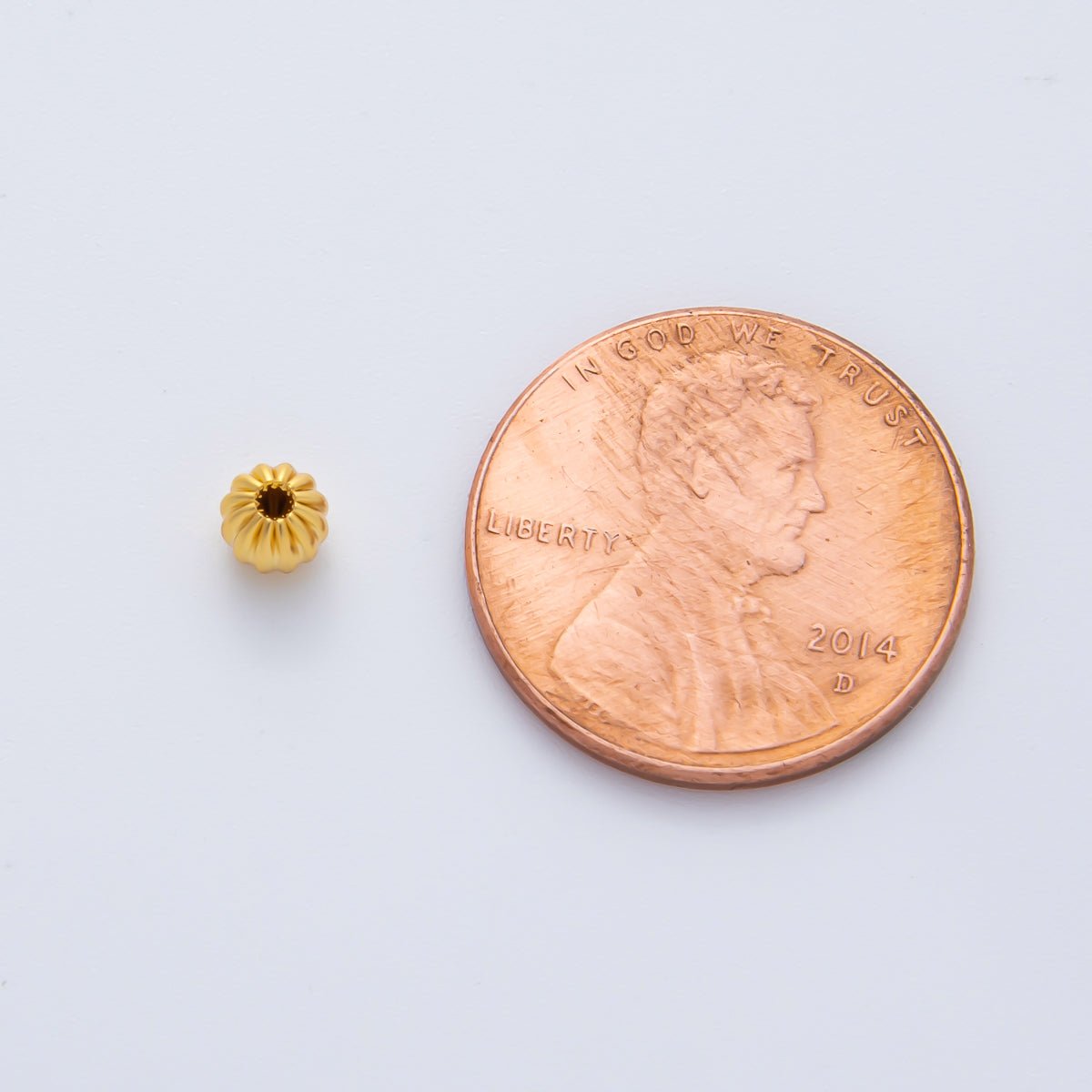 18K Gold Filled 4mm Ribbed Croissant Round Bead Set by 10 in Gold & Silver | B356 - DLUXCA