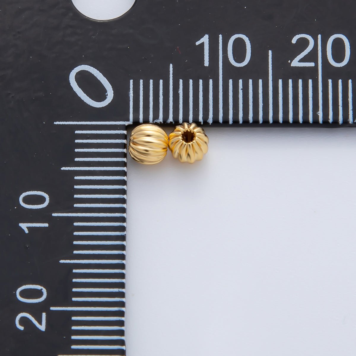 18K Gold Filled 4mm Ribbed Croissant Round Bead Set by 10 in Gold & Silver | B356 - DLUXCA
