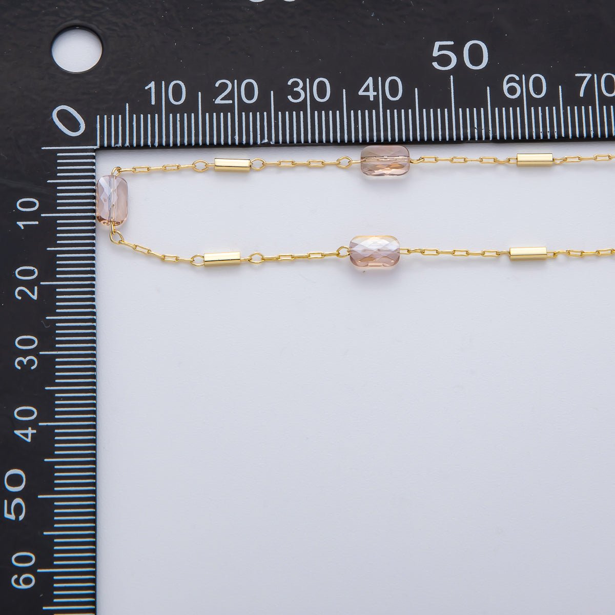 18K Gold Filled 4mm x 1.5mm Iridescent AB Bar Paperclip Unfinished Chain by Yard | Roll - 1780 - DLUXCA