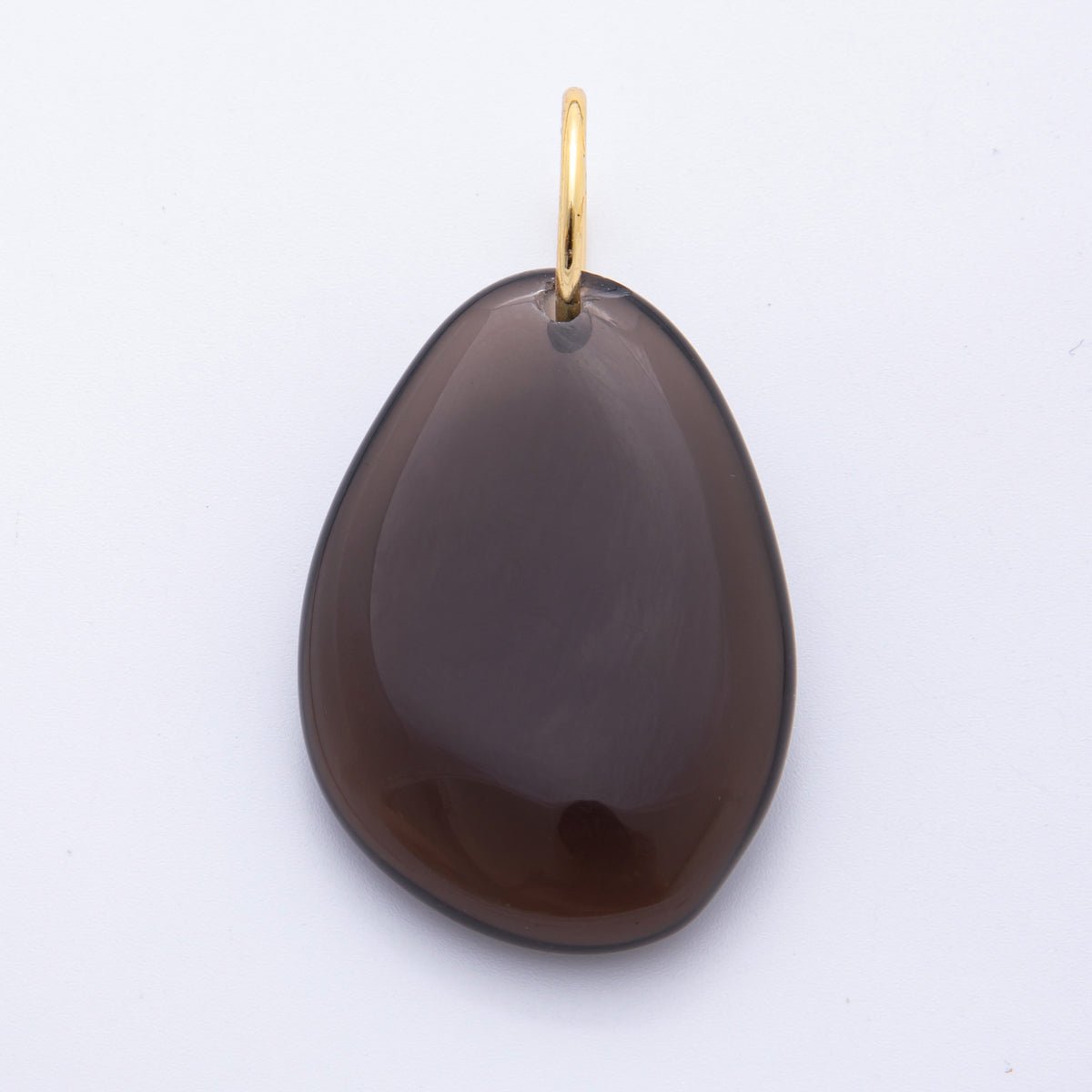 18K Gold Filled 53.5mm Polished Black Agate Gemstone Teardrop Charm | E623 - DLUXCA