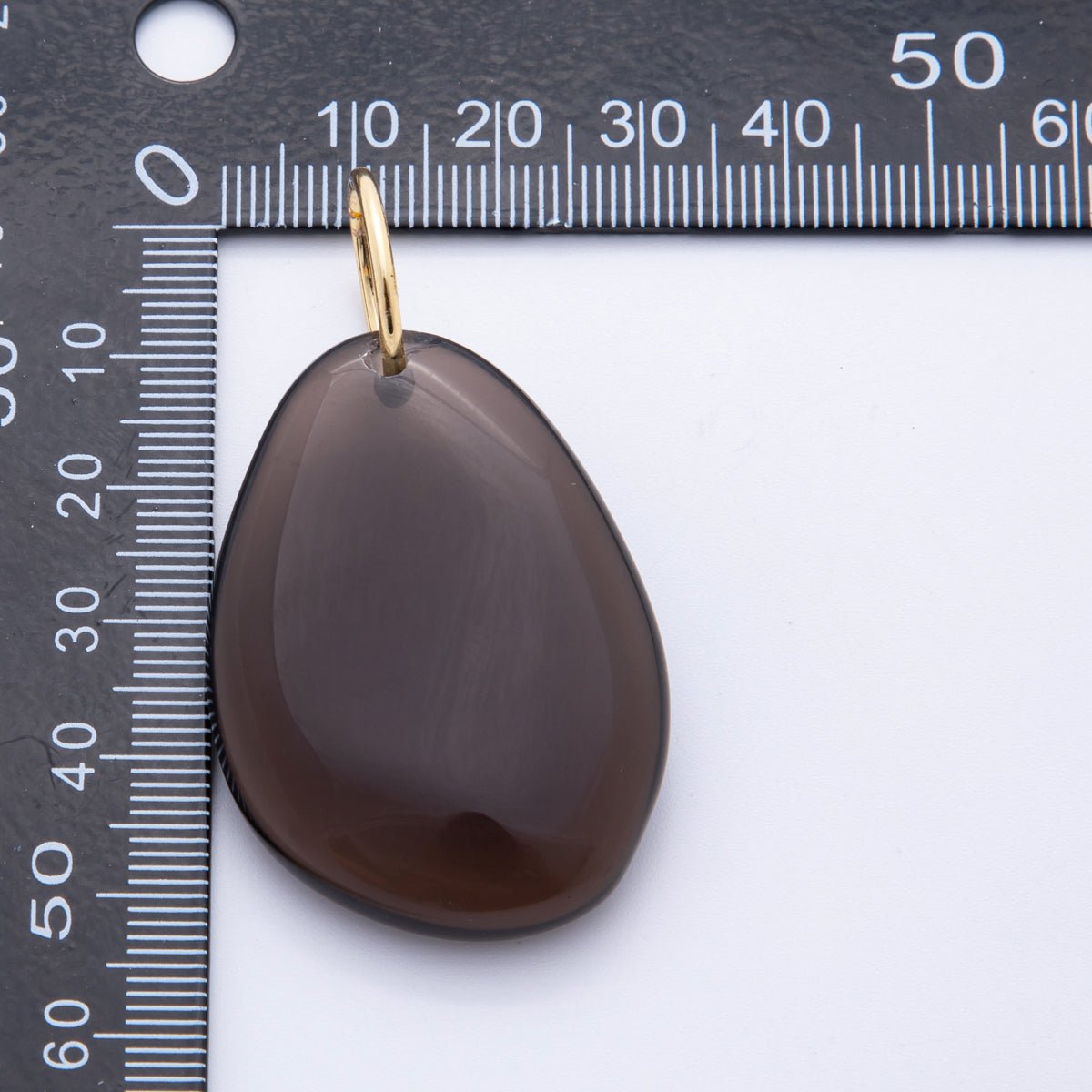 18K Gold Filled 53.5mm Polished Black Agate Gemstone Teardrop Charm | E623 - DLUXCA