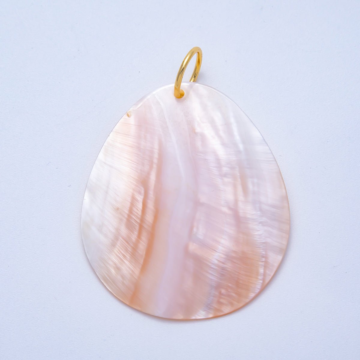 18K Gold Filled 53mm Pink Mother of Pearl Natural Gemstone Pendant | Charms - 00614 - DLUXCA