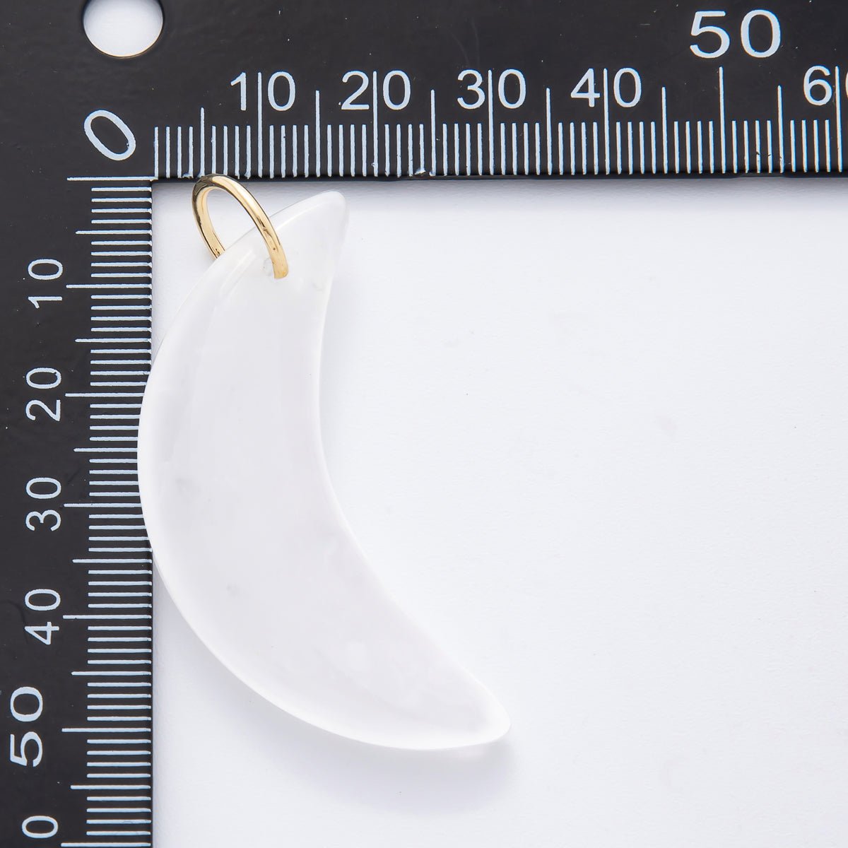 18K Gold Filled 54mm Aventurine, Agate, & Opal Gemstone Crescent Moon Charm | N412 N442 N456 - DLUXCA