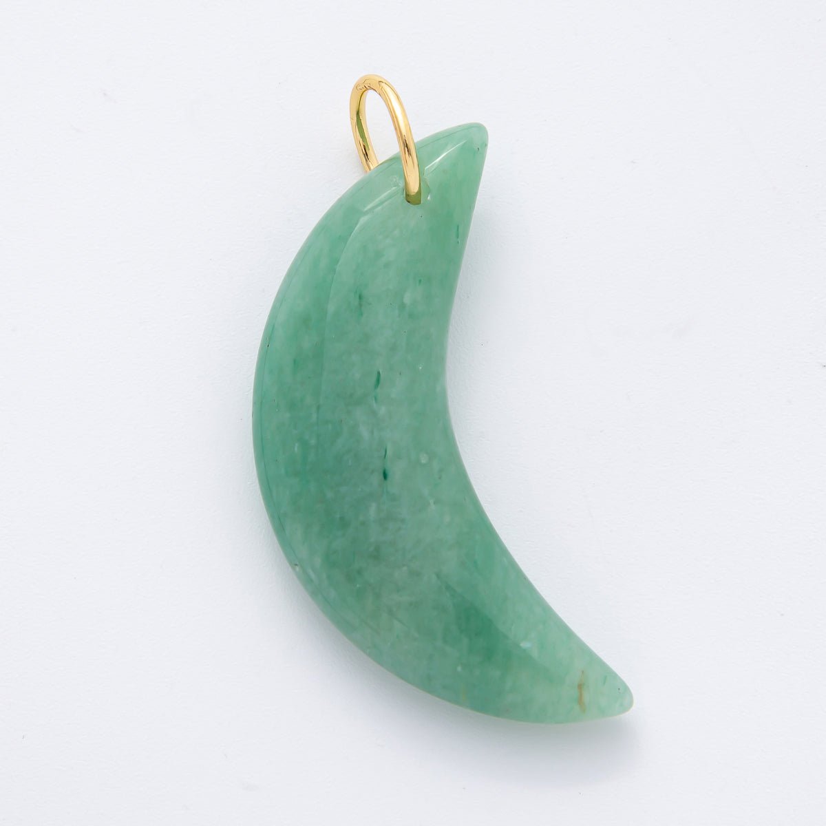 18K Gold Filled 54mm Aventurine, Agate, & Opal Gemstone Crescent Moon Charm | N412 N442 N456 - DLUXCA