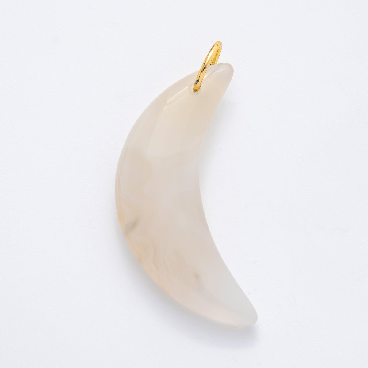 18K Gold Filled 54mm Aventurine, Agate, & Opal Gemstone Crescent Moon Charm | N412 N442 N456 - DLUXCA