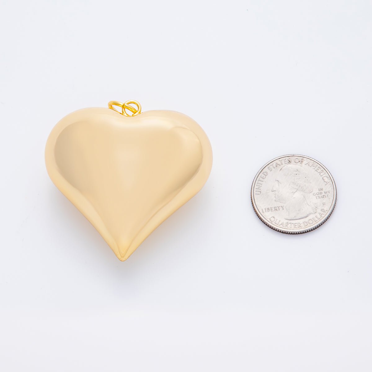 18K Gold Filled 54mm Chubby Multidimensional 3D Heart Charm | AF1314 - DLUXCA