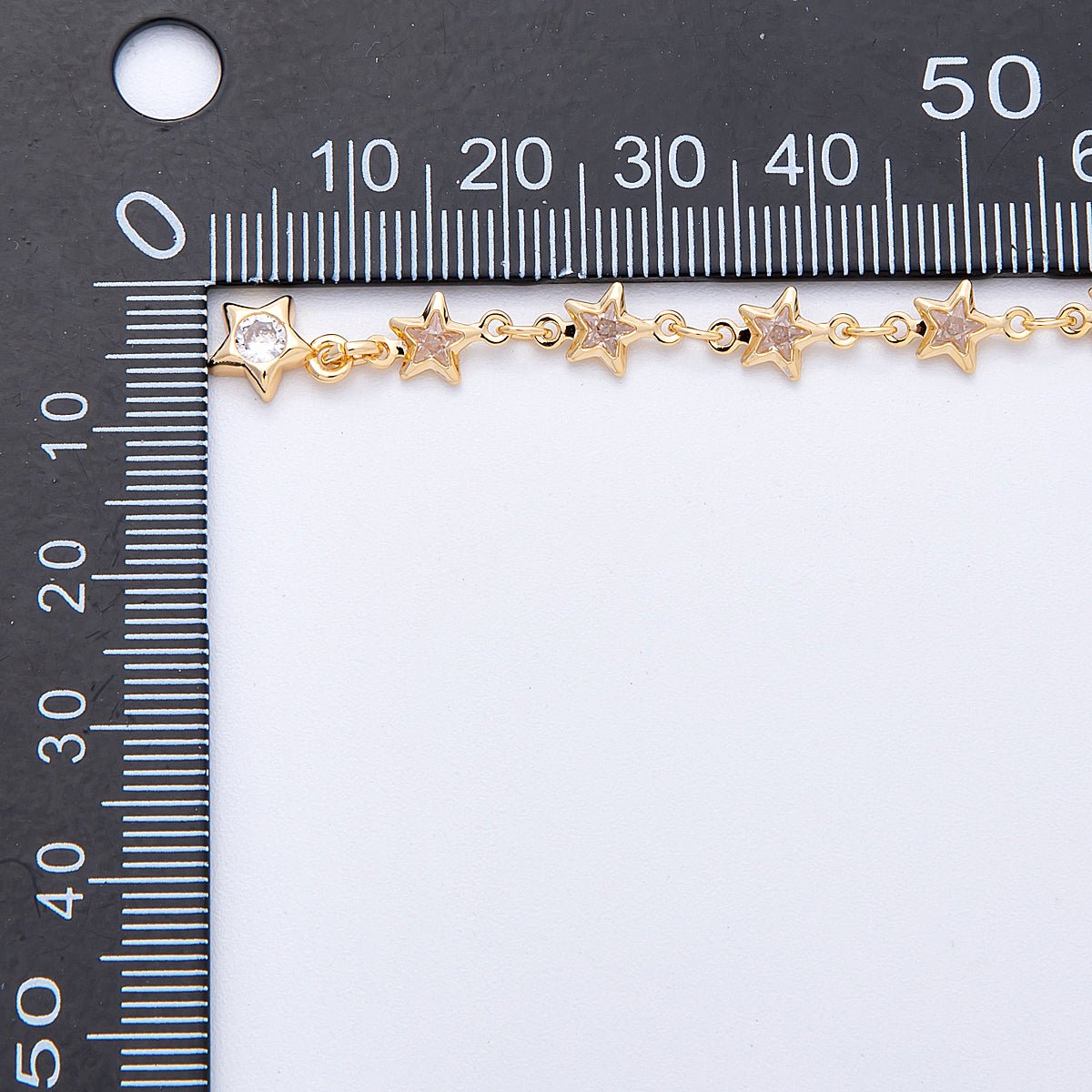 18K Gold Filled 5.5mm Clear CZ Celestial Star Chain 18.5 Inch Lariat Necklace w. Extender | WA - 04197 - DLUXCA