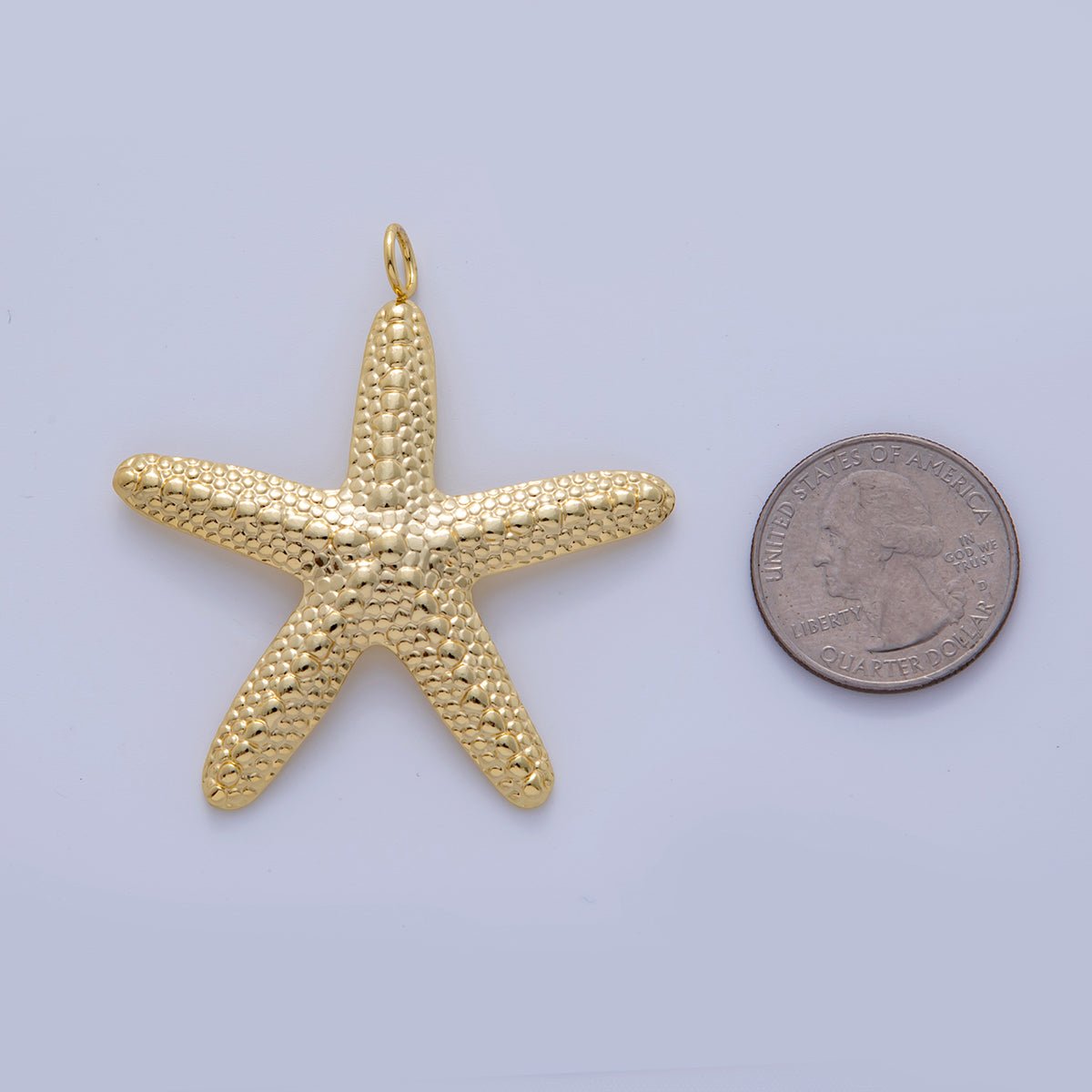 18K Gold Filled 55mm Dotted - Textured Starfish Minimalist Charm | AF317 - DLUXCA