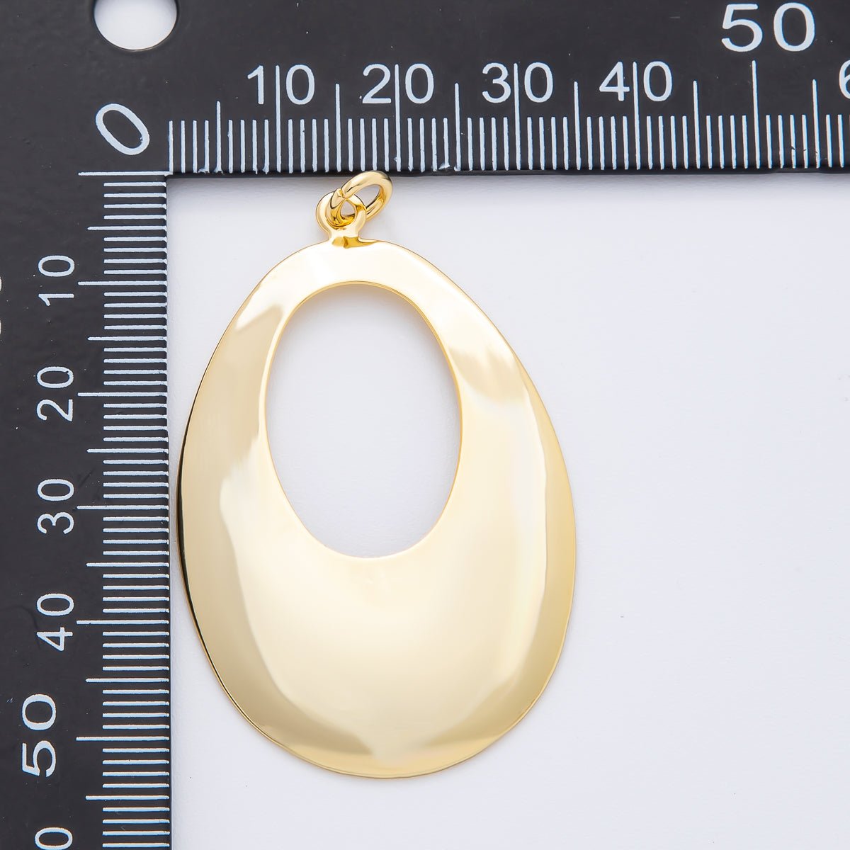 18K Gold Filled 55mm Geometric Oval Oblong Charm | N - A1514 - DLUXCA