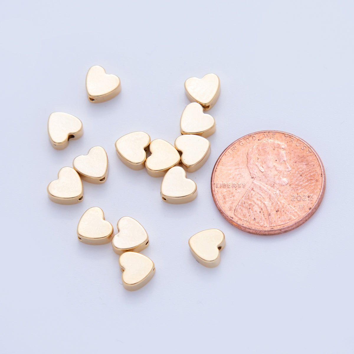 18K Gold Filled 5.5mm Minimalist Heart Mini Bead Set | B738 - DLUXCA