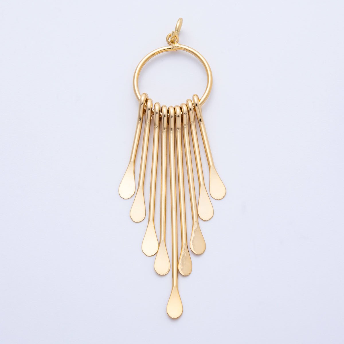 18K Gold Filled 56mm Geometric Teardrop Tassel Open Round Charm | Charms - 00326 - DLUXCA