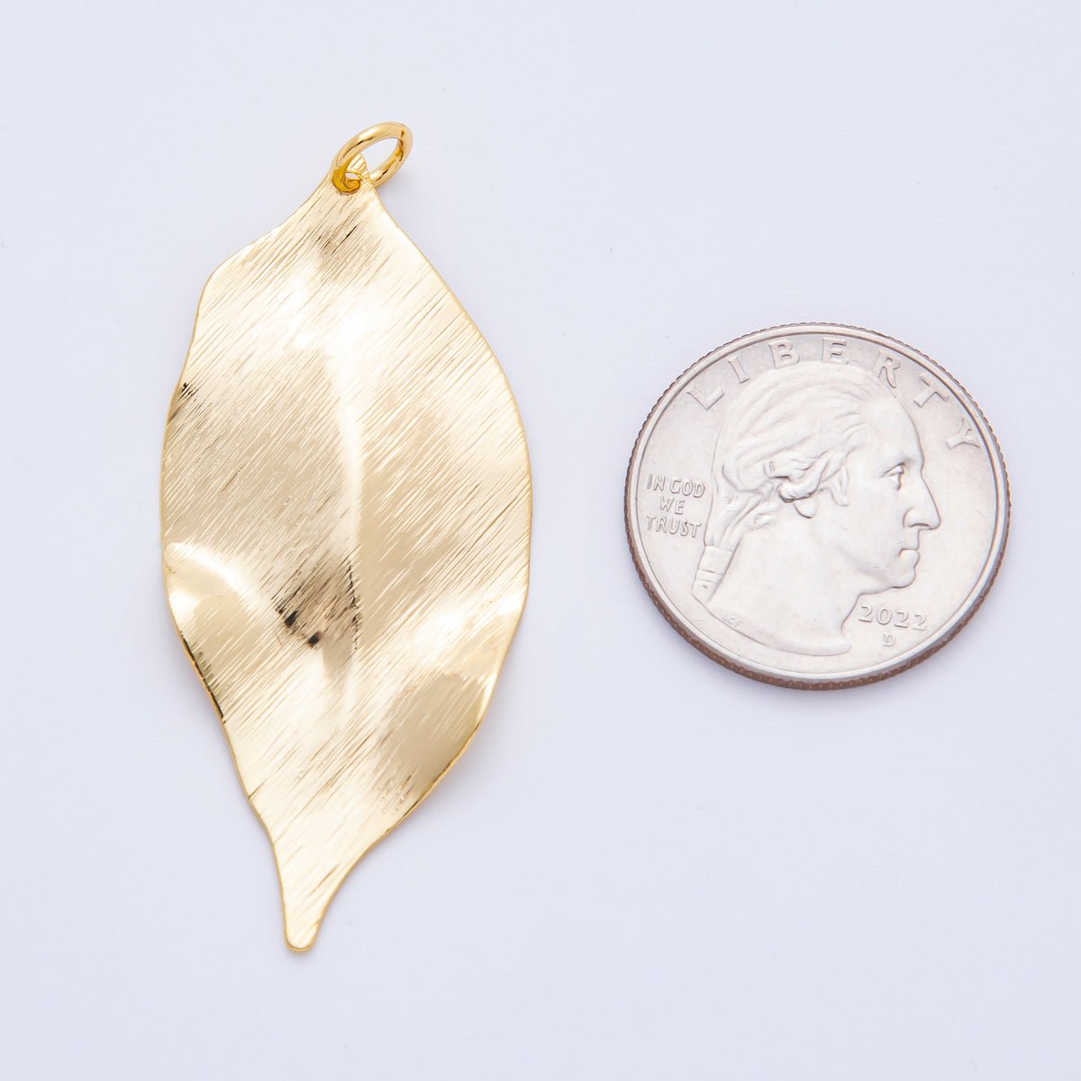 18K Gold Filled 56mm Modern Molten Gold Leaf Charm | N367 - DLUXCA