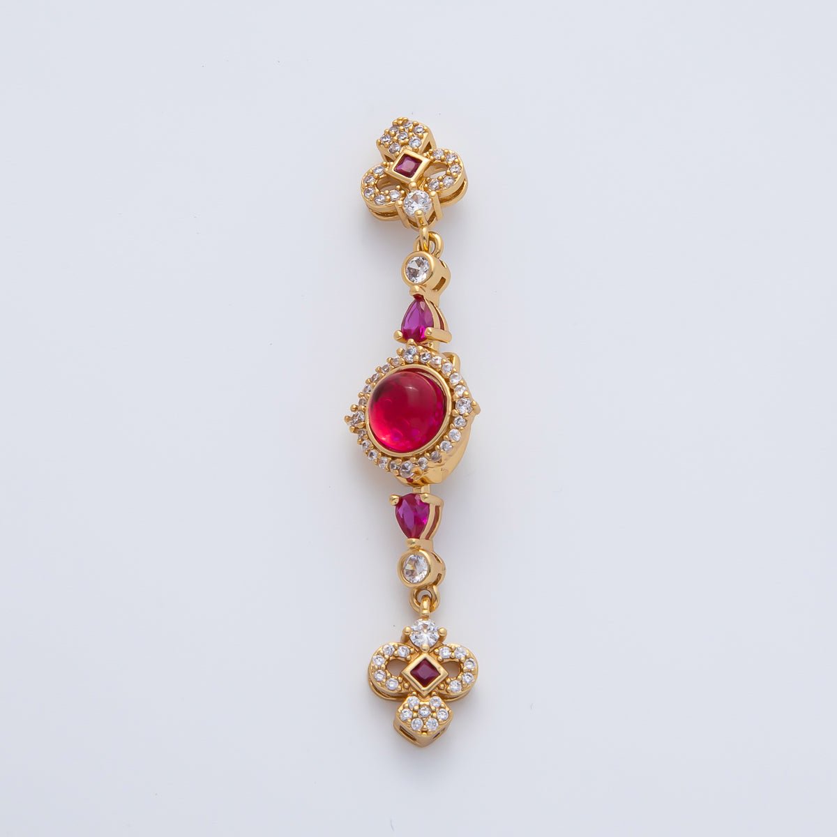 18K Gold Filled 56mm White, Green, Red CZ Quatrefoil Teardrop Dangle Drop Finding | Z1450 Z1451 - DLUXCA