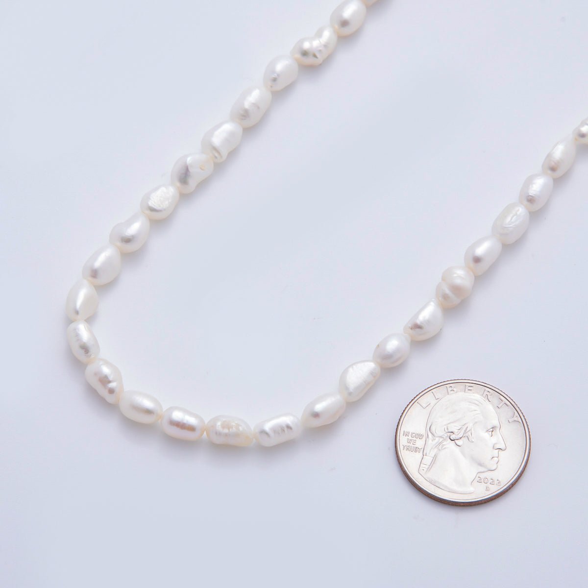 18K Gold Filled 5.9mm Freshwater Pearl Necklace 17.1 Inches + Extender | WA - A3472 - DLUXCA