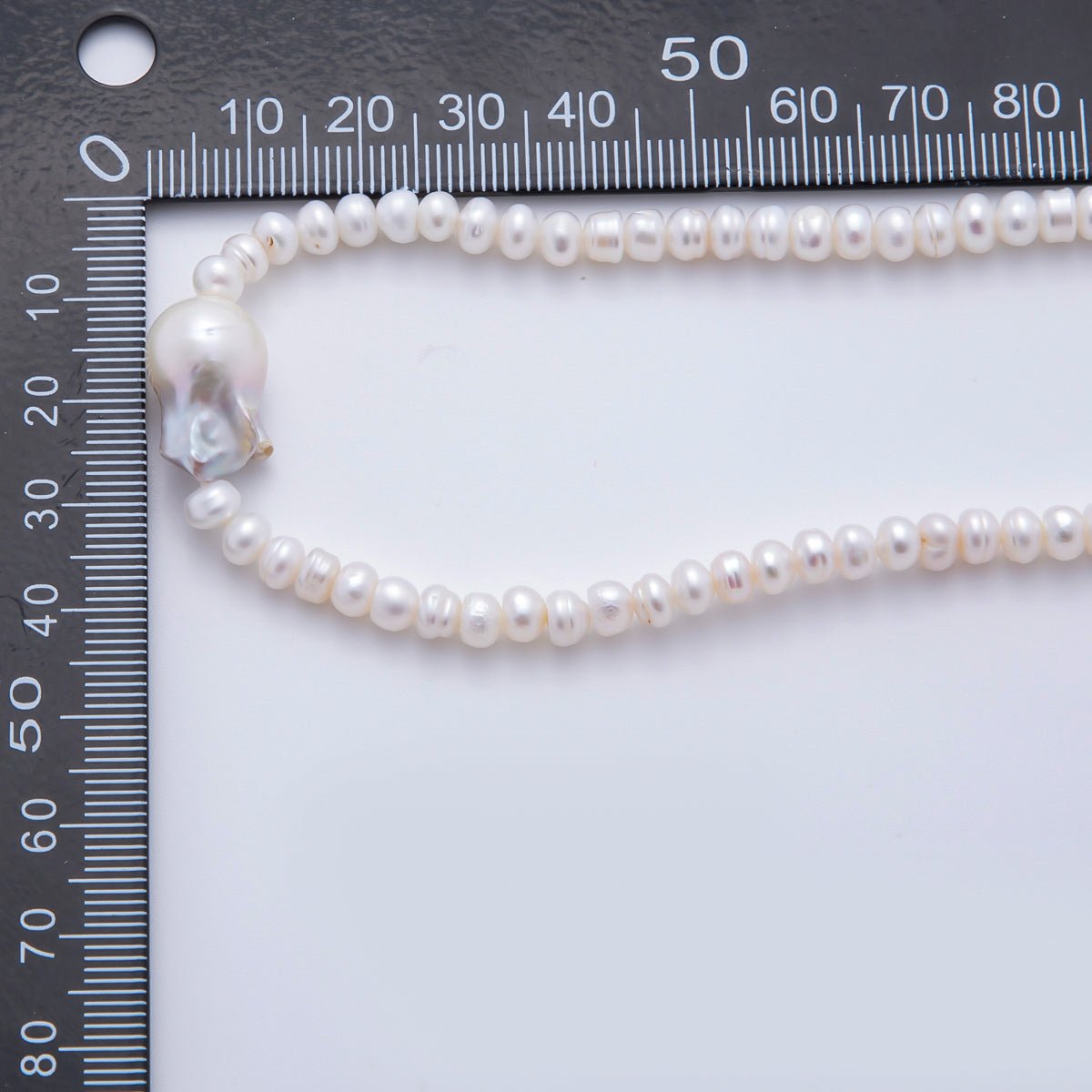 18K Gold Filled 5mm Baroque Pearl Center Freshwater Pearl Necklace 15.6 Inches + Extender | WA - A3473 - DLUXCA