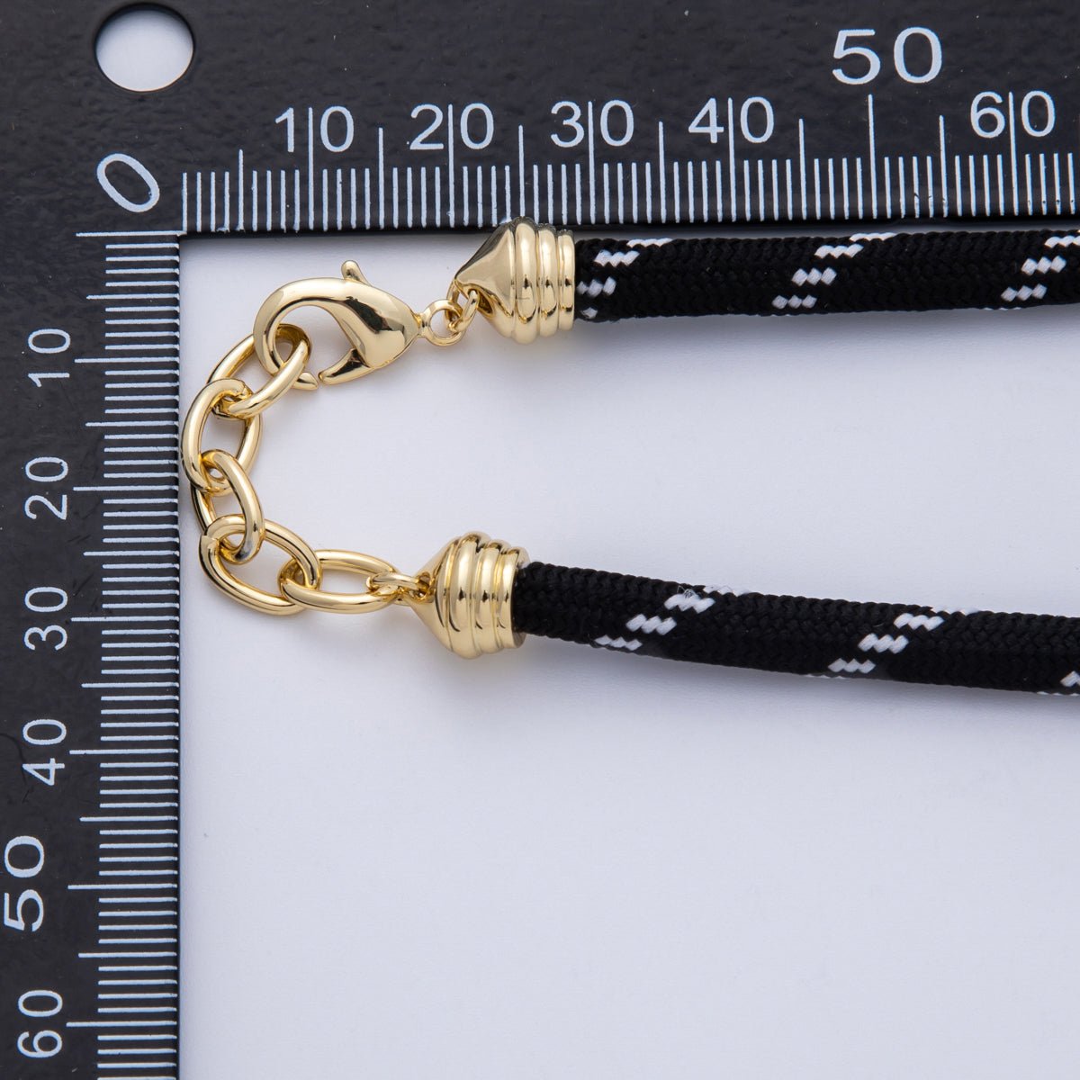 18K Gold Filled 5mm Black Summer Sport Cord Chain 19.5 Inch Necklace with Extender | WA - 4077 - DLUXCA
