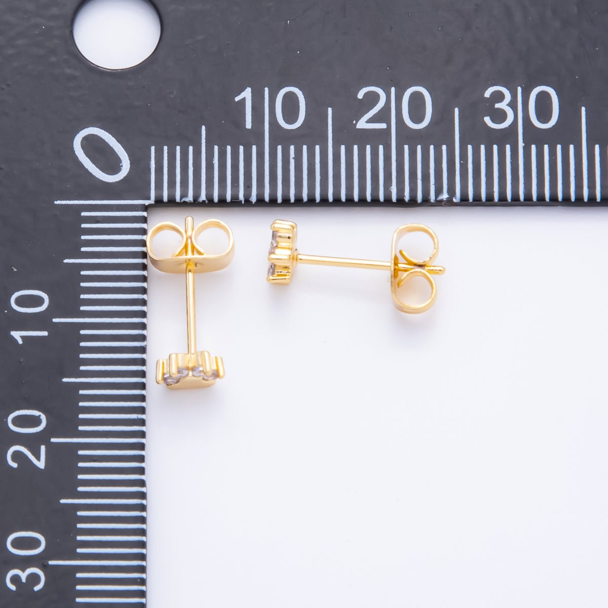 18K Gold Filled 5mm Clear CZ Pet Paw Print Dainty Stud Earrings | AJ273 - DLUXCA