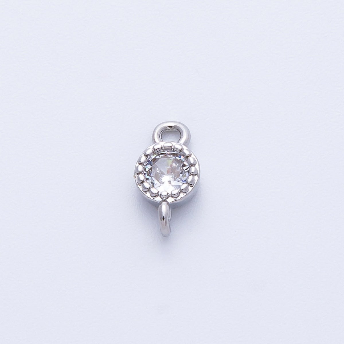18K Gold Filled 5mm Clear CZ Round Connector in Gold & Silver | Connectors - 00014 Connectors - 00015 - DLUXCA