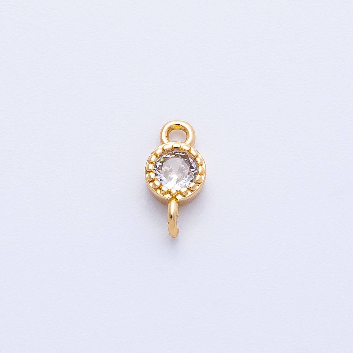 18K Gold Filled 5mm Clear CZ Round Connector in Gold & Silver | Connectors - 00014 Connectors - 00015 - DLUXCA