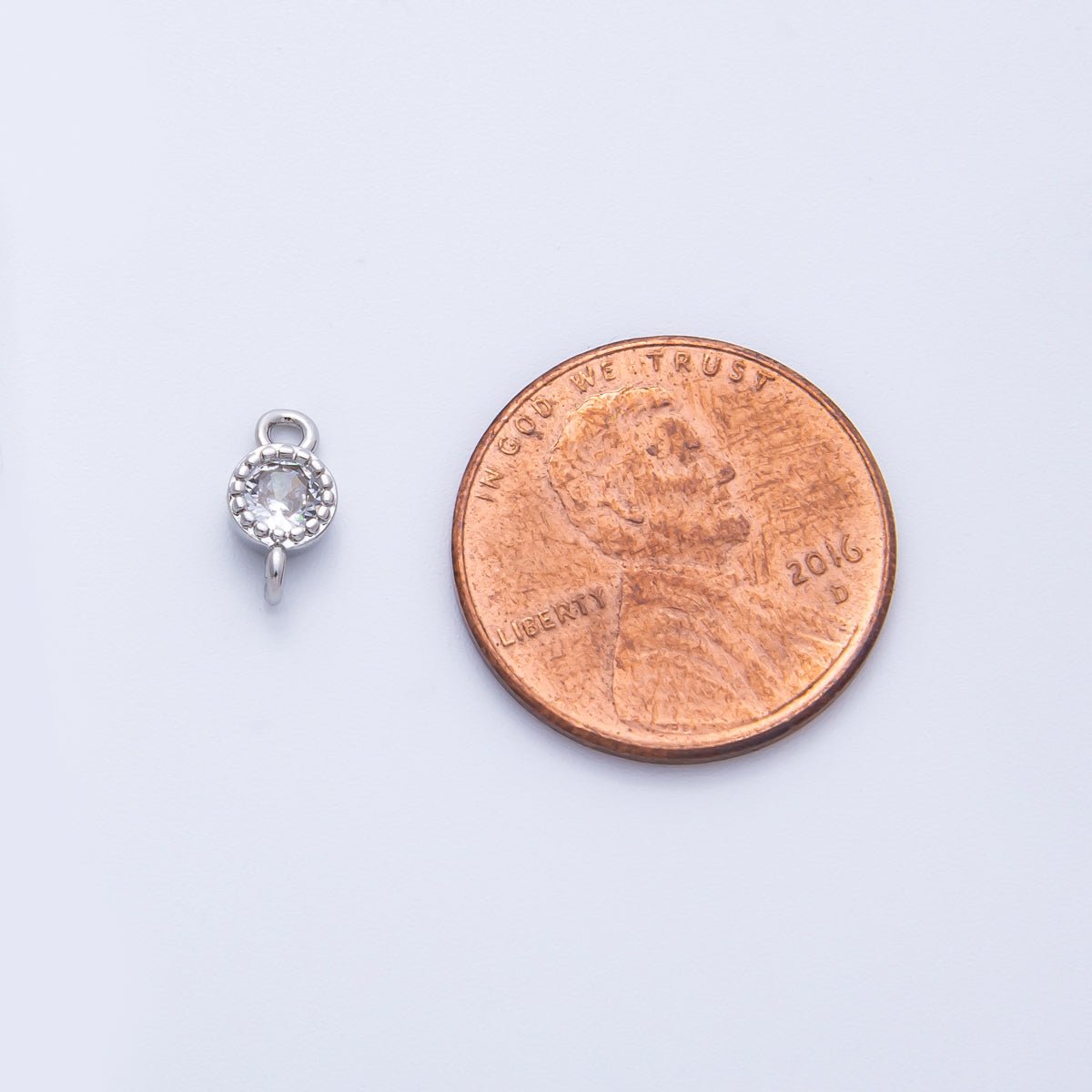 18K Gold Filled 5mm Clear CZ Round Connector in Gold & Silver | Connectors - 00014 Connectors - 00015 - DLUXCA