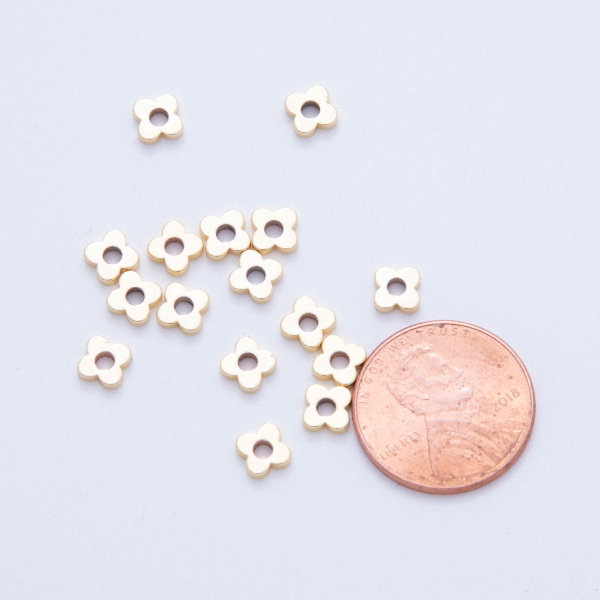 18K Gold Filled 5mm Minimalist Flower Thin Bead Set | B734 - DLUXCA