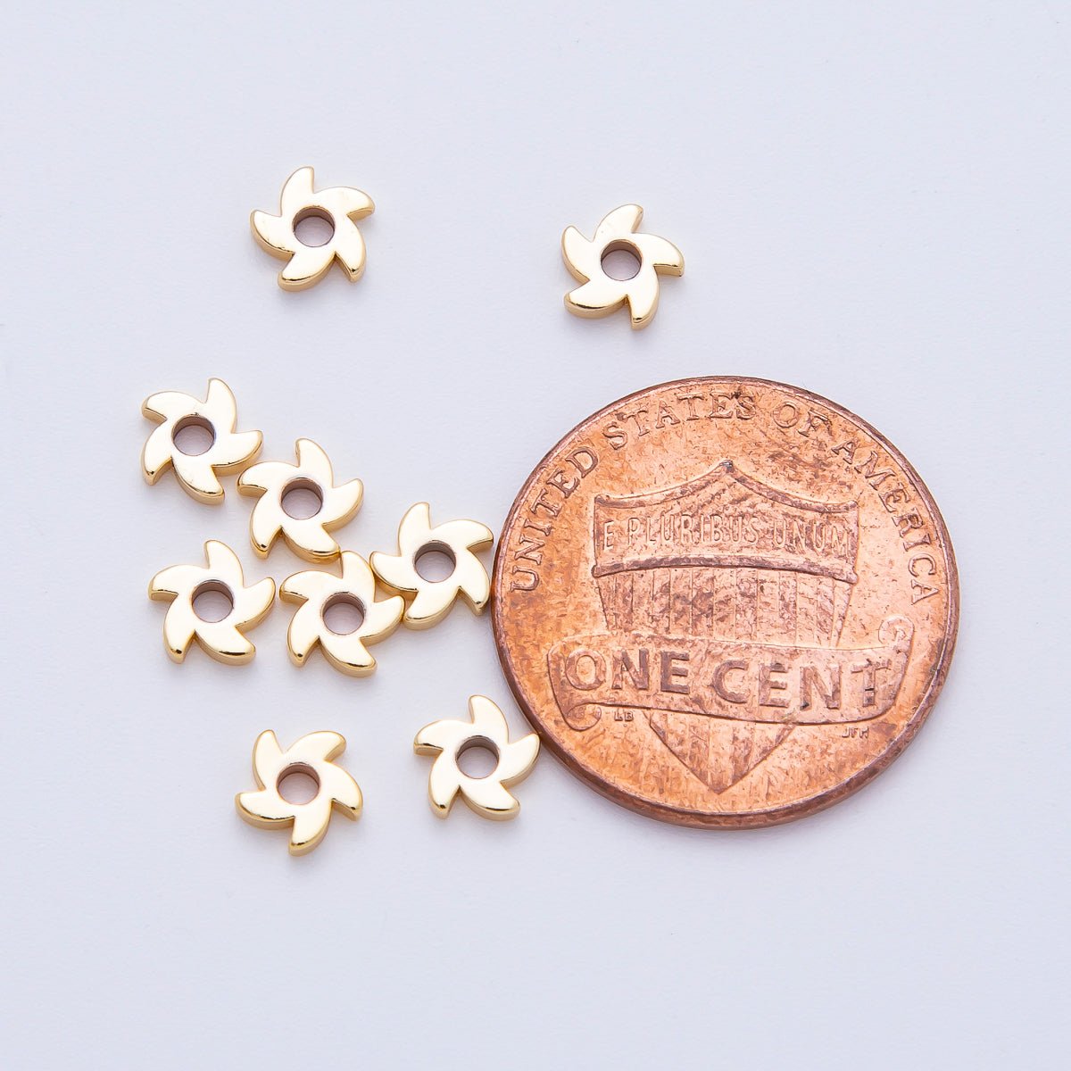 18K Gold Filled 5mm Minimalist Spiral Flower Petal Bead Set | AF1076 - DLUXCA