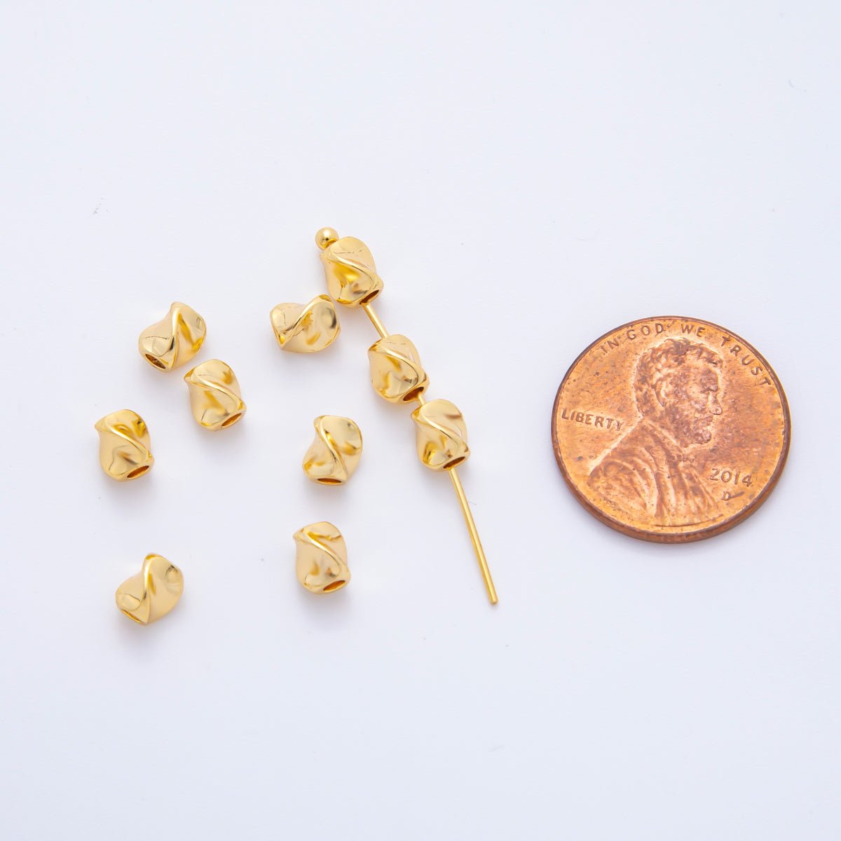 18K Gold Filled 5mm Molten Gold Tube Cylinder Spacer Bead | AF - A1088 - DLUXCA