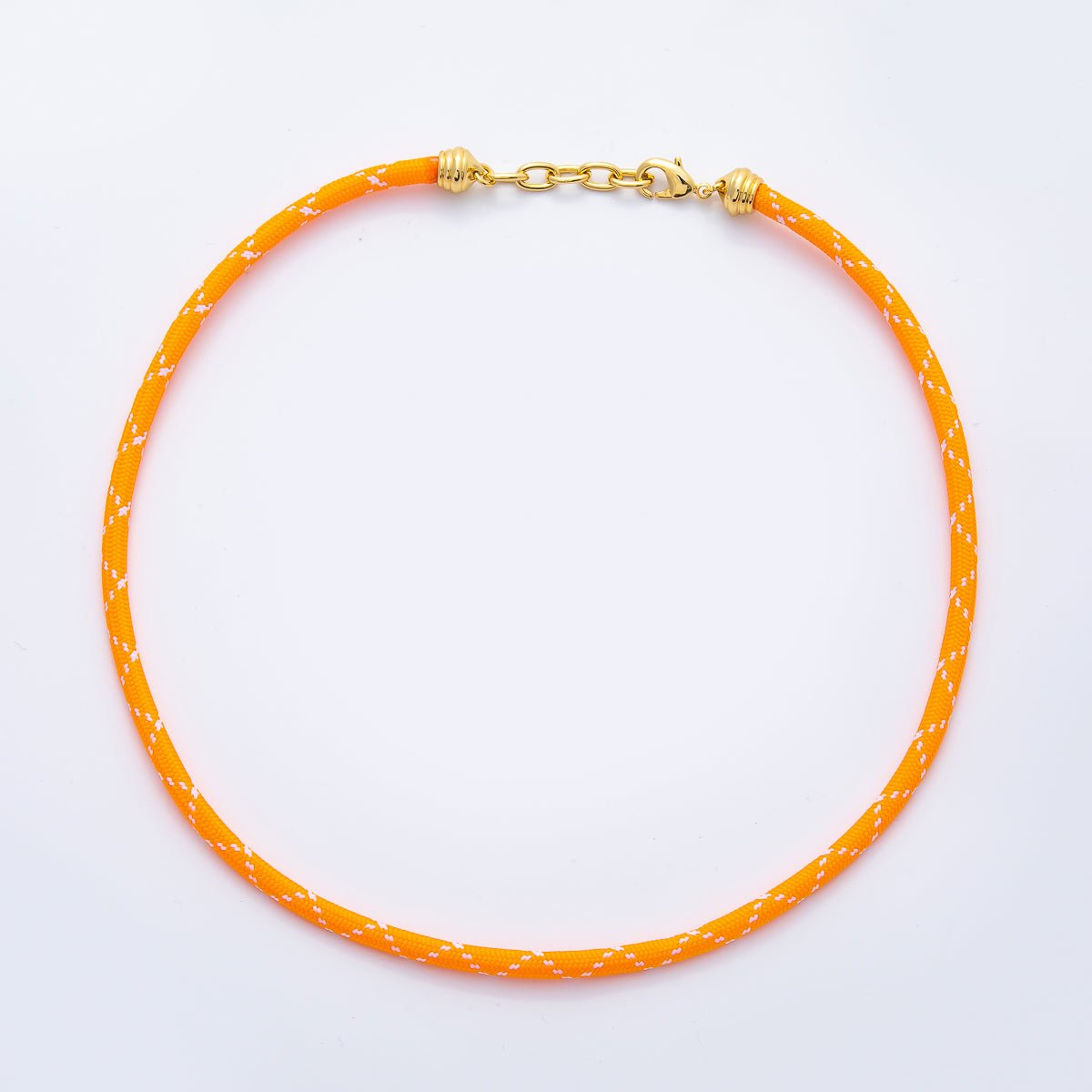 18K Gold Filled 5mm Orange, Pink Summer Sport Cord Chain 19 Inch Necklace with Extender | WA - 3504 WA - 3609 - DLUXCA