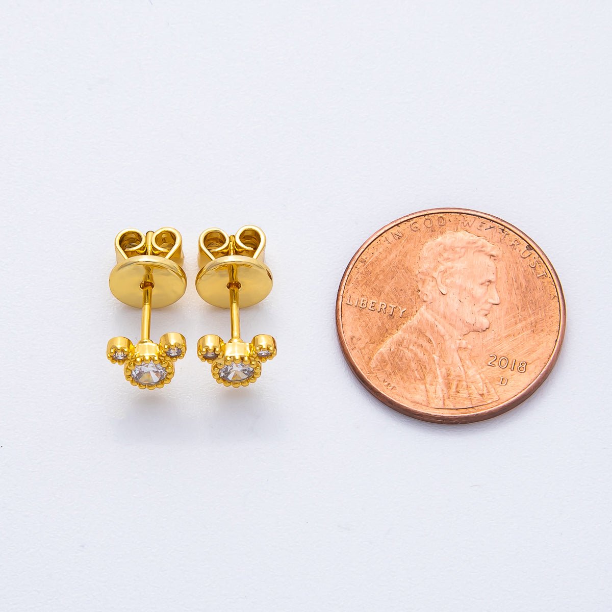 18K Gold Filled 5mm Round CZ Cluster Disney's Mickey Mouse Stud Earrings | AD1567 - DLUXCA