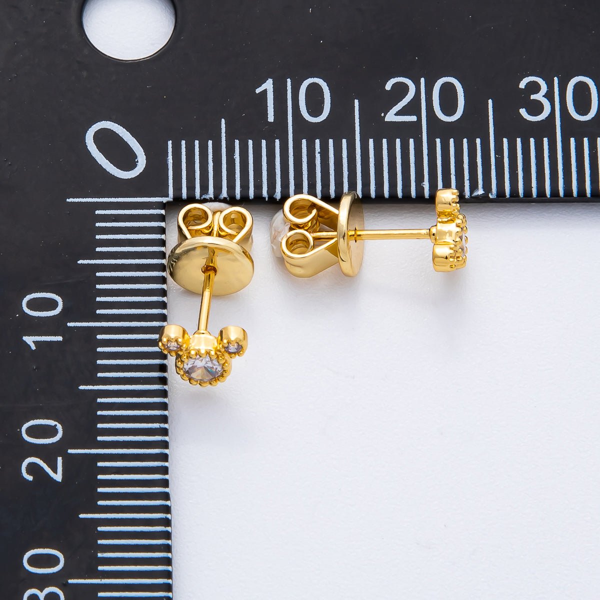 18K Gold Filled 5mm Round CZ Cluster Disney's Mickey Mouse Stud Earrings | AD1567 - DLUXCA