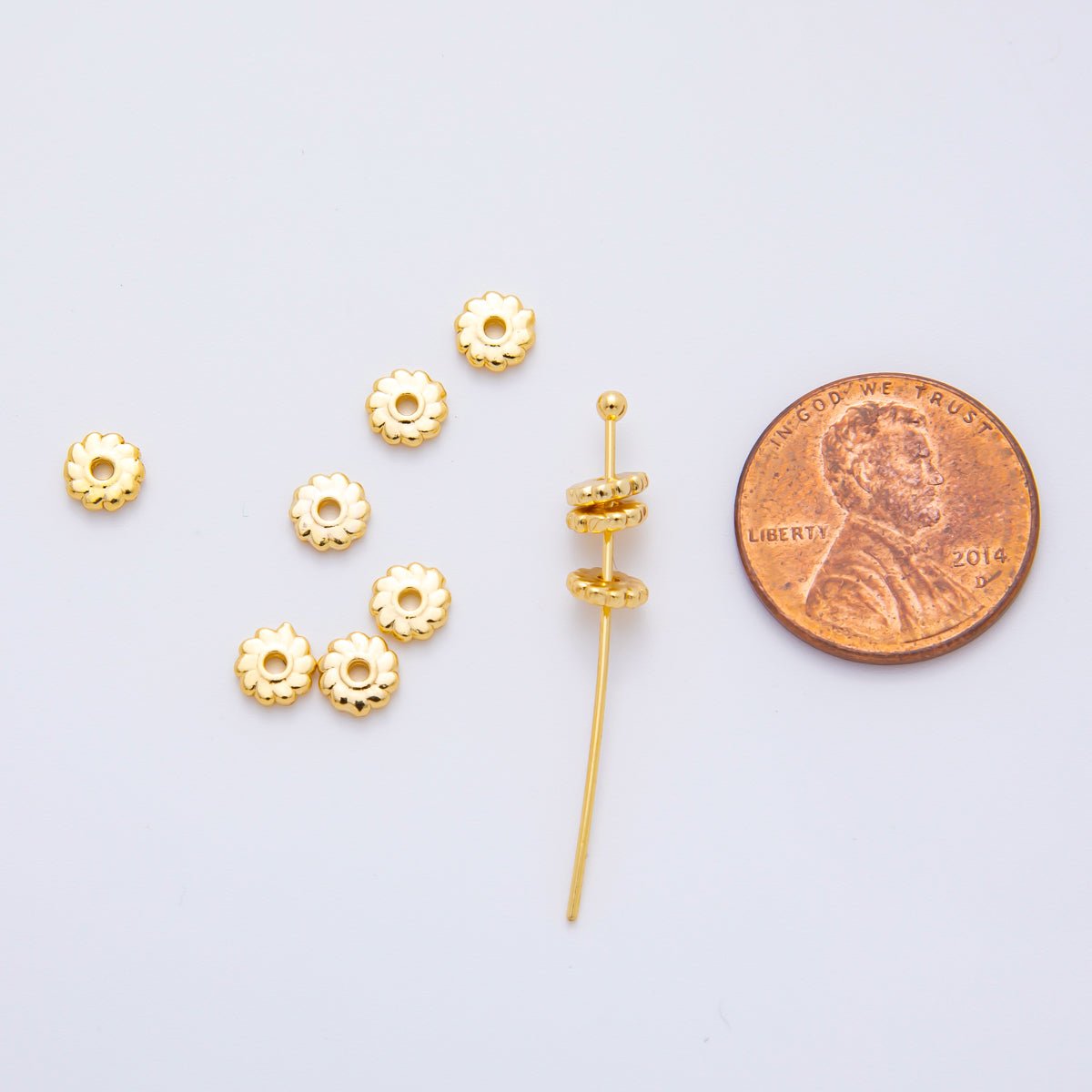 18K Gold Filled 5mm Tiny Flower Donut Floral Spacer Bead | AF - A1082 - DLUXCA