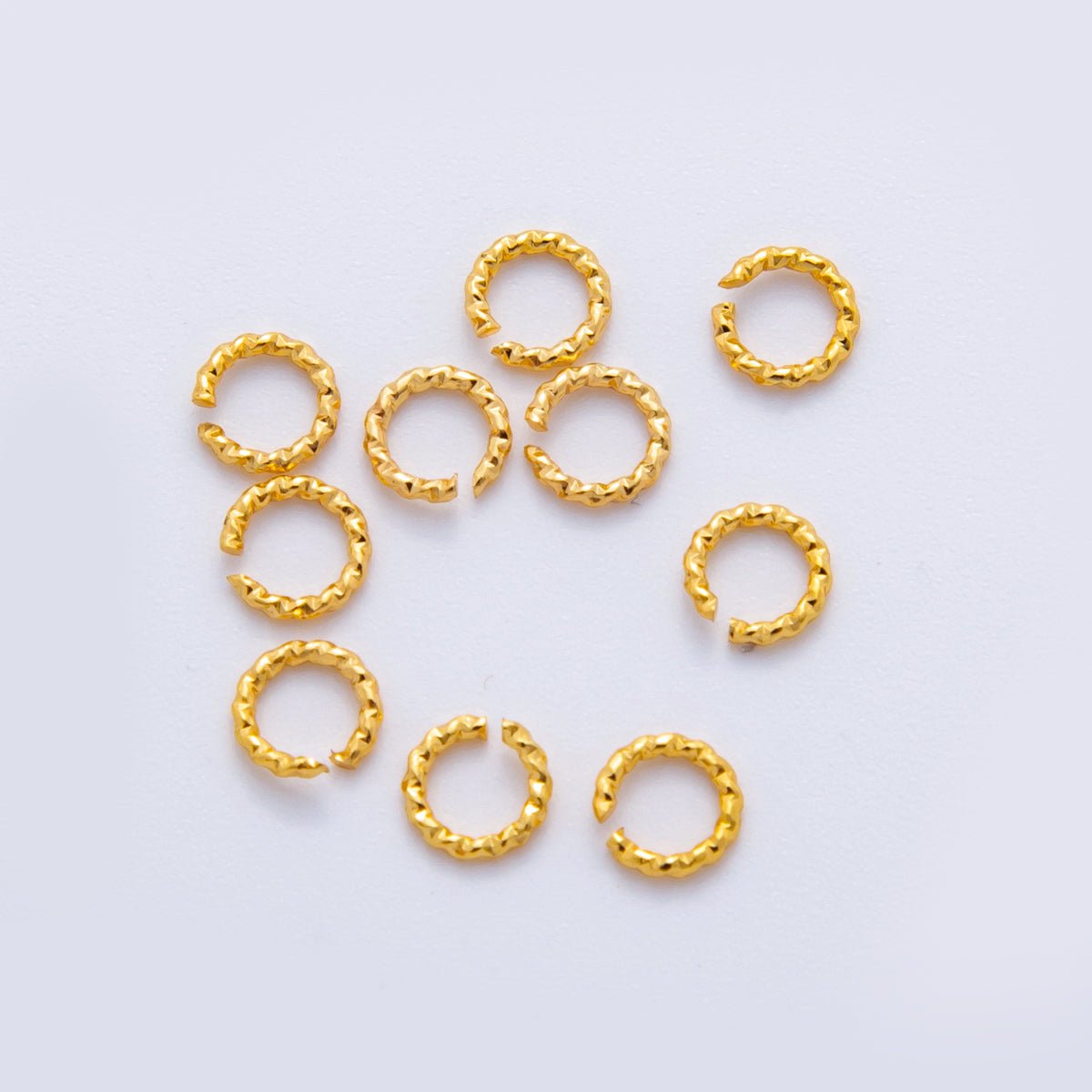 18K Gold Filled 5mm x 0.8mm Twisted Edged Croissant Jump Ring Findings by Set | Z1597 - DLUXCA