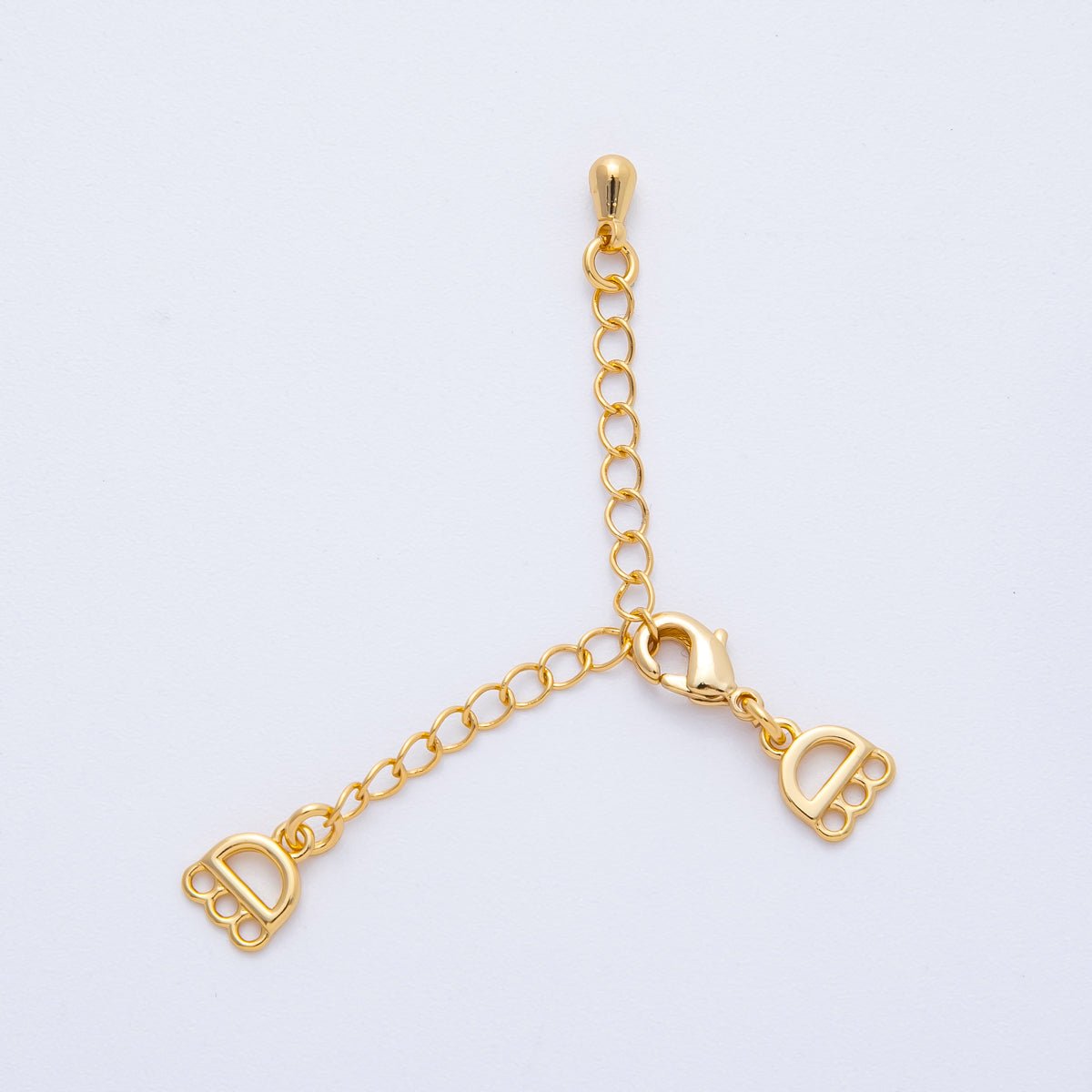 18K Gold Filled 60mm Minimalist Triple Detangler Lobster Clasps w. Extender | Findings - 00023 - DLUXCA