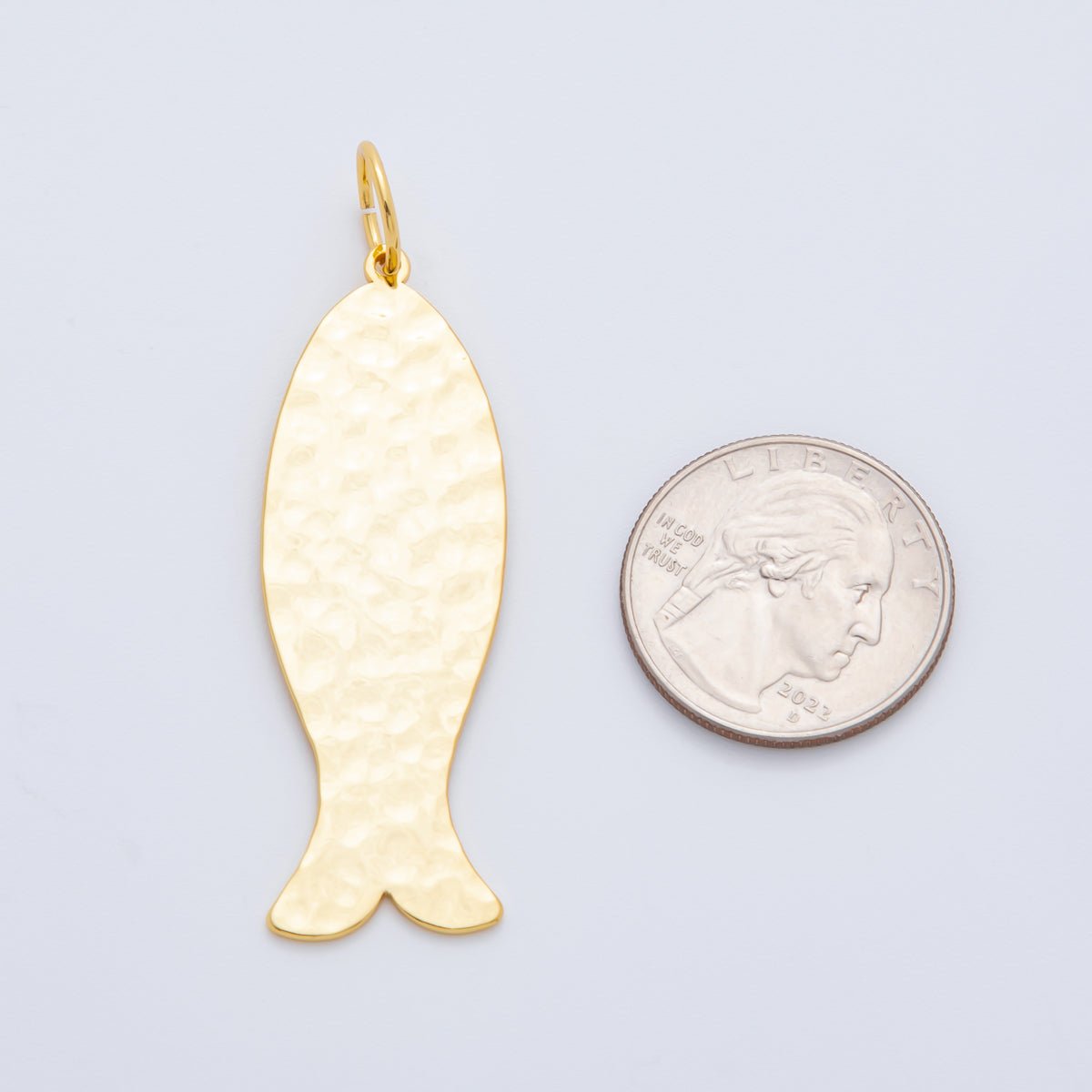 18K Gold Filled 61.6mm Minimalist Sardine Nautilus Fish Charm | AF1312 - DLUXCA