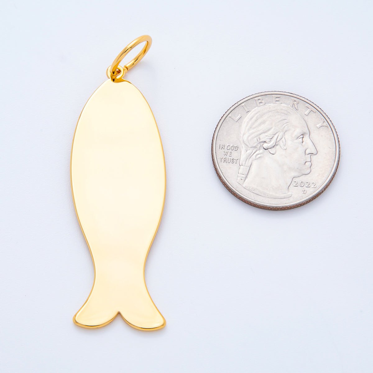 18K Gold Filled 61mm Flat Under the Sea Fish Dainty Charm | N - A1384 - DLUXCA