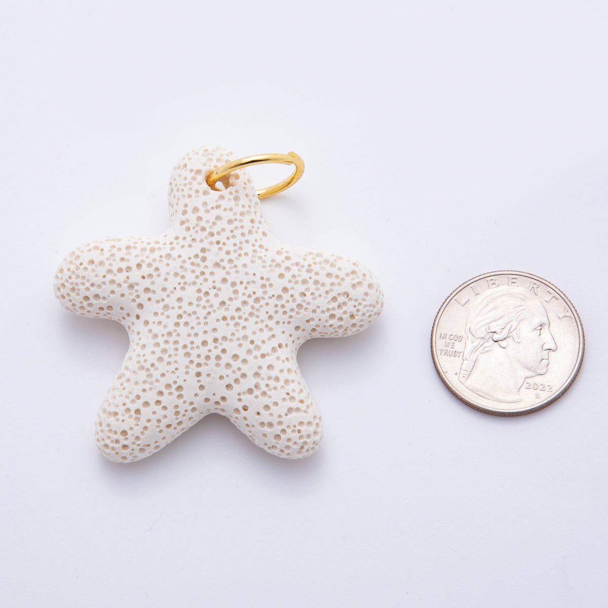 18K Gold Filled 62mm Blue & White Lava Stone Under the Sea Starfish Animal Charm | C722 - DLUXCA