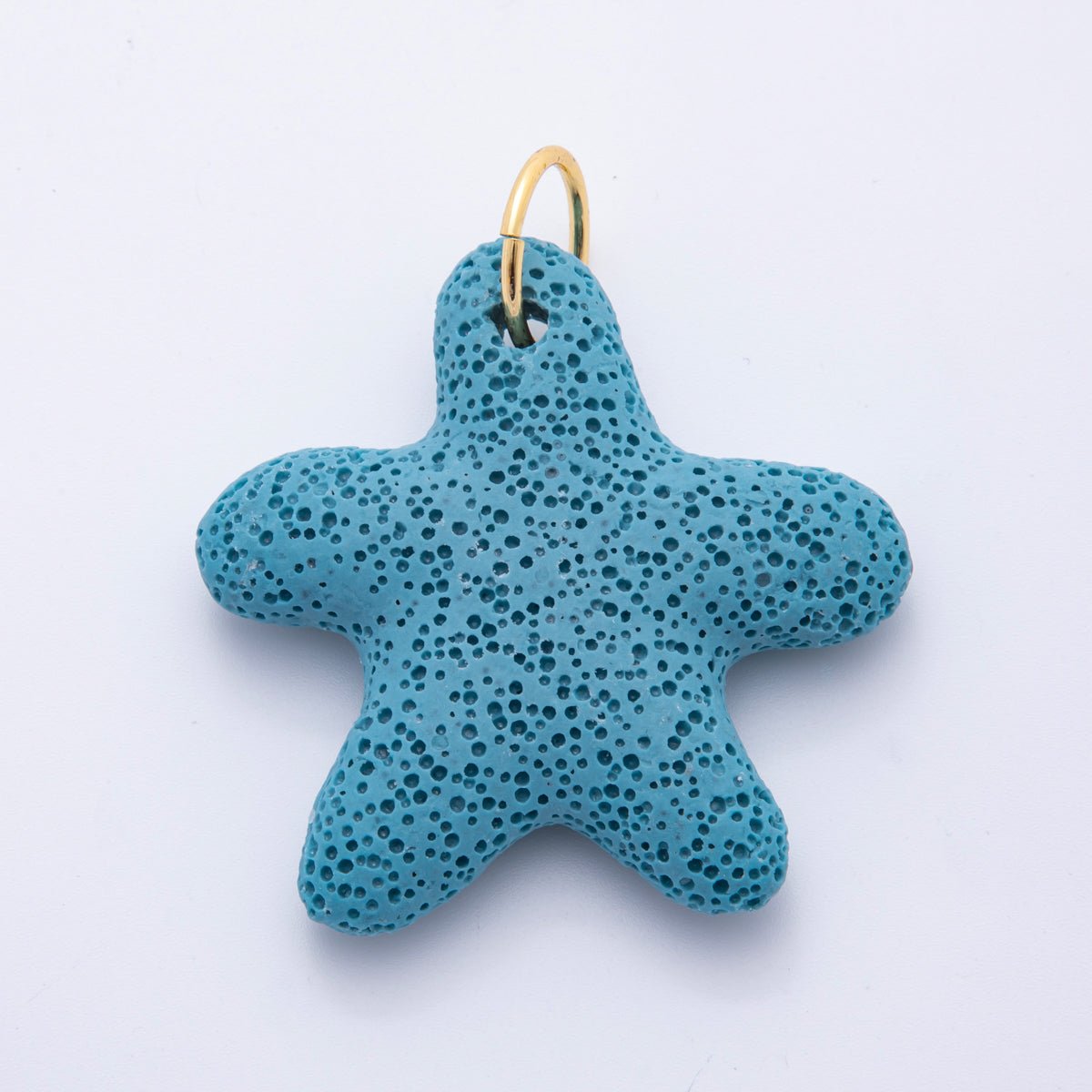 18K Gold Filled 62mm Blue & White Lava Stone Under the Sea Starfish Animal Charm | C722 - DLUXCA