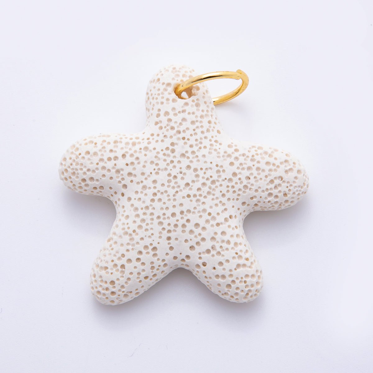 18K Gold Filled 62mm Blue & White Lava Stone Under the Sea Starfish Animal Charm | C722 - DLUXCA
